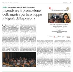 articolo giornale premiazione ars nova competition